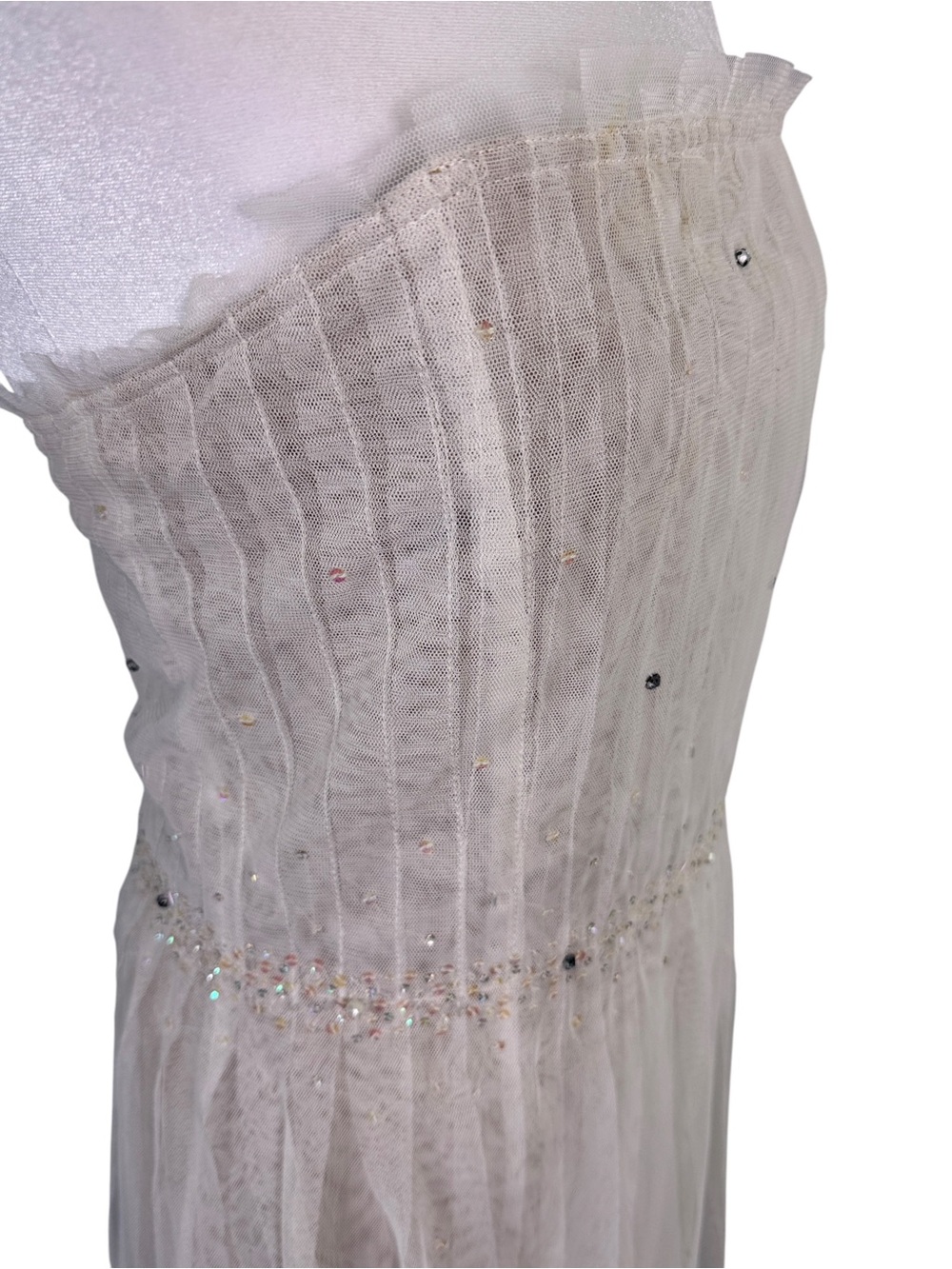 Dance In Paris Ivory Rhinestone Tulle Fairycore Midi Dress M - Picture 5 of 14
